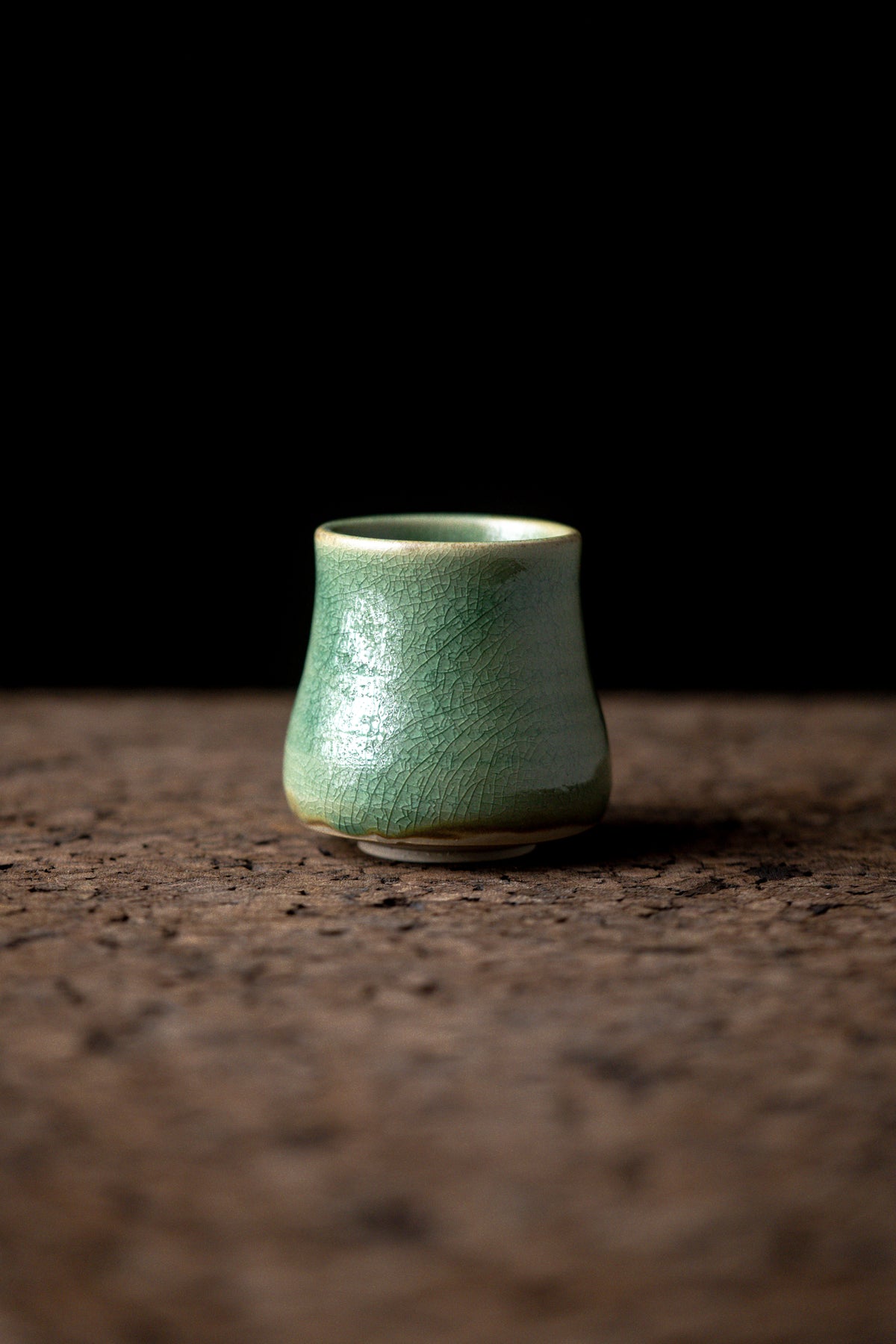 Green Crackle Yunomi Cup